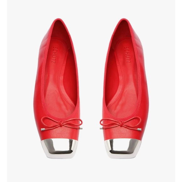 Schutz Women's Red Ballet Flats - Picture 2 of 6